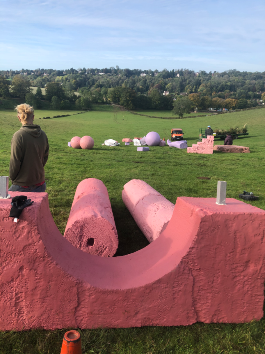 colourful greco-roman columns for music shoot - Armordillo